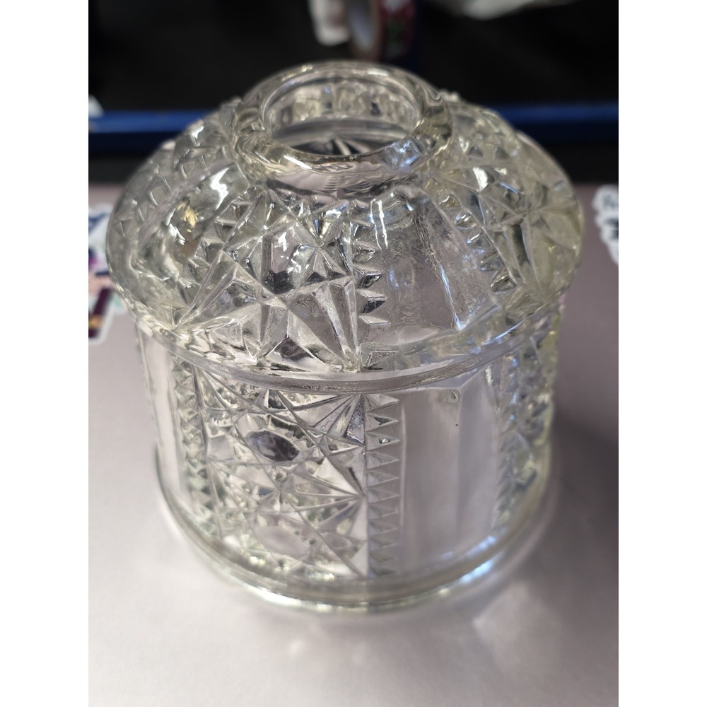 Vintage Indiana Glass Clear Stars and Bars Fairy Light Fairy Lamp Shade ONLY